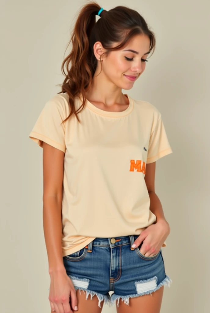 Sexy hot woman wearing tesfalem moringa t-shirt moringa poweder advertising