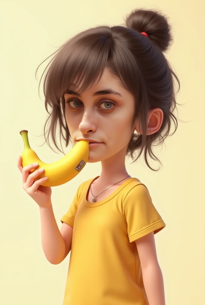 A girl holding banana