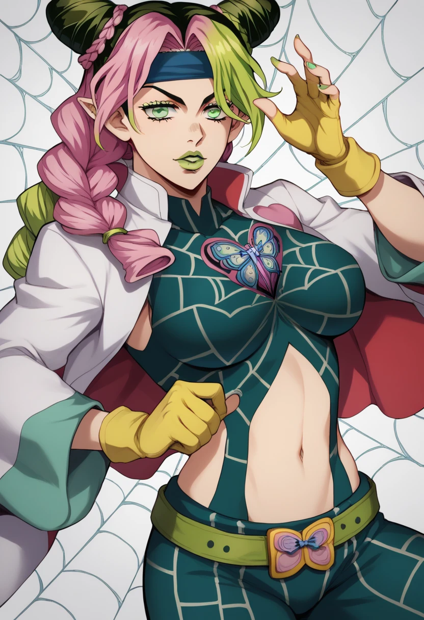 Duas garotas, duas garotas,Duas garotas, duas garotas, Red hair, Rosto detalhado, grandes olhos, hair over eyes, long hair, pointy Elf ears, panties, peitos muito grandes, cabelos vermelhos encaracolados, kjolyne, green eyes, two-tone hair, green hair, black hair, double bun, braided bun, braided ponytail, green lips, lipstick, make up, green nails, nail polish, spider web print, midriff, DEFrogue, long hair, dyed bangs, headband, bodysuit, jacket, yellow gloves, belt, m1tsur1kanr0j1, pink hair, braid, long hair, green eyes, mole under eye,