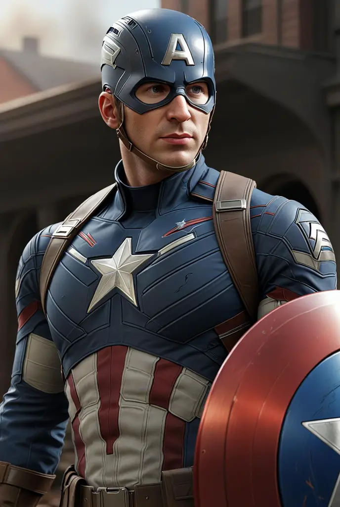 high resolution photograph of a captain america,steve rogers,very detailed, 8k, sharp, fantasy, movie poster, unreal engine 5, octane render, UHD, HDR <lora:Add_UHD_Details_&_Text_v1:0.85>
