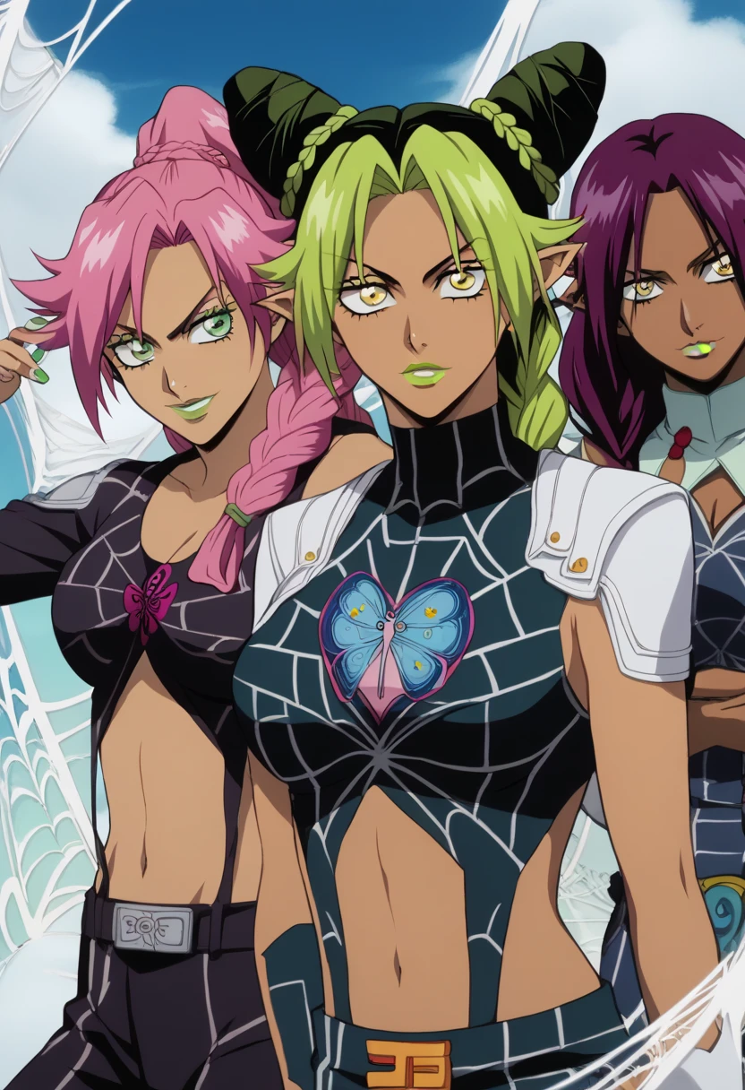 Duas garotas, duas garotas,Duas garotas, duas garotas, Red hair, Rosto detalhado, grandes olhos, hair over eyes, long hair, pointy Elf ears, panties, peitos muito grandes, cabelos vermelhos encaracolados, kjolyne, green eyes, two-tone hair, green hair, black hair, double bun, braided bun, braided ponytail, green lips, lipstick, make up, green nails, nail polish, spider web print, midriff, m1tsur1kanr0j1, pink hair, braid, long hair, green eyes, mole under eye, yoruichi shihouin, long hair, yellow eyes, ponytail, purple hair, dark skin, dark-skinned female,