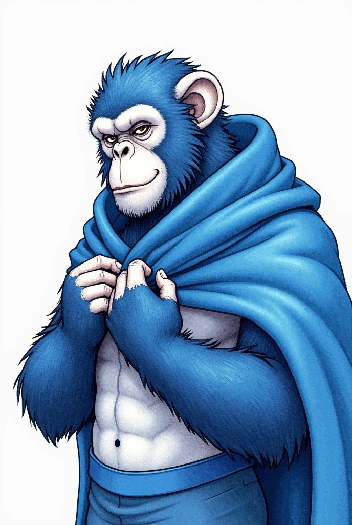 A wild monkey mandrill,Fierce face,,white backgrounid,solid color backdrop,(Chinese folk suspense supernatural comic book style),High detail, Sharp focus, Dramatic