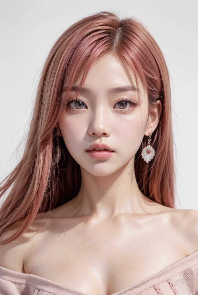 Un primer plano de una mujer con una corbata en el cuello, maquillaje coreano popular, maquillaje popular de corea del sur, pale and light skin!!, pale red, inspirado en Yanjun Cheng, Jinyoung Shin, sol yunjoo, pale, shiny skin, pale porcelain white skin, ulzzang, TaeJune Kim, piel suave y rosada, pale porcelain skin, yanjun chengt