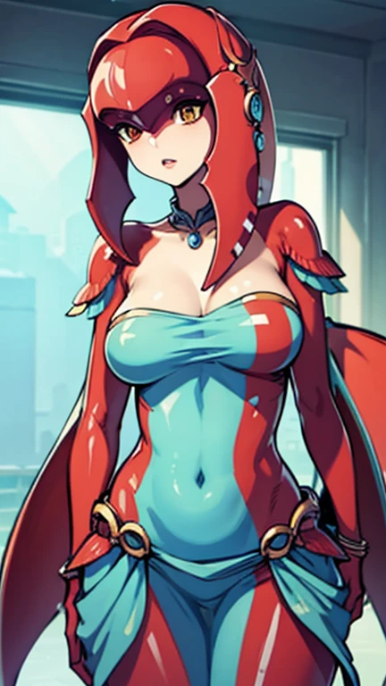 Mipha has large breasts 