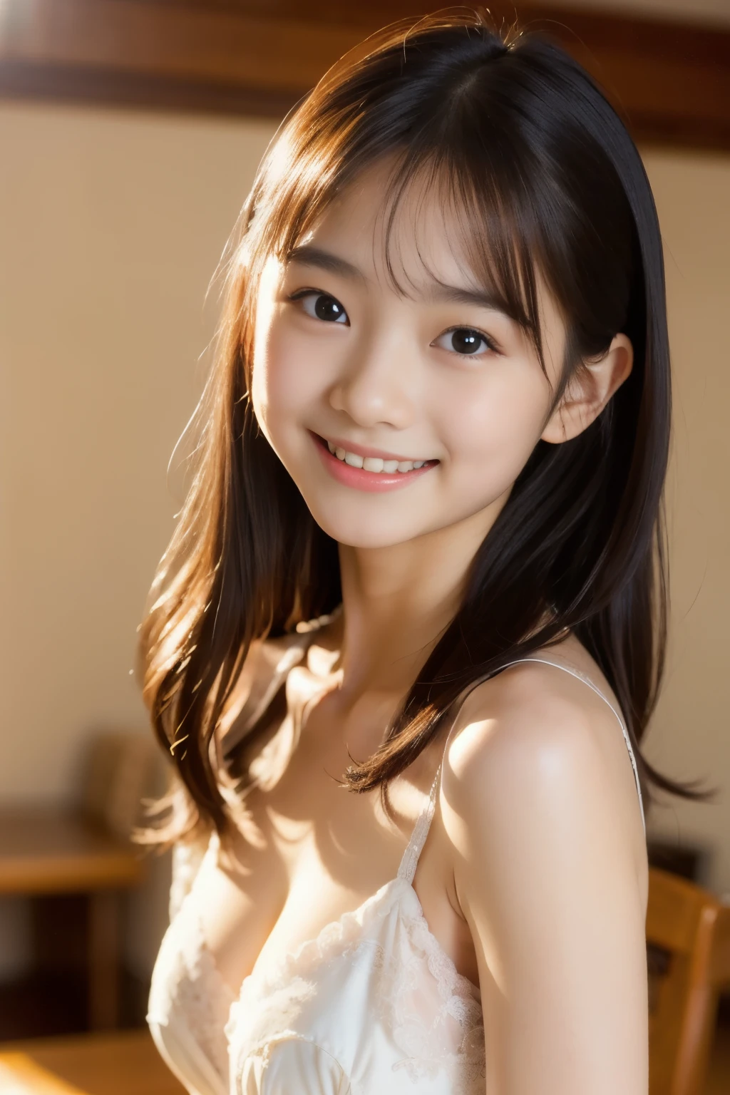 (Close-up of a young woman with small, slender breasts in a high .:1.3)、(A cute girl looked at me and smiled.: 1.5)、(no background:1.3)、(Anatomically correct:1.3)、(handful:1.3)、(Full inch:1.photo website、raw image、flies to pieces、Highest quality、high resolution、Delicate and cute、perfect face、Detailed and beautiful aerial skin、Real human skin、hair follicles、((slender legs))、(black hair)