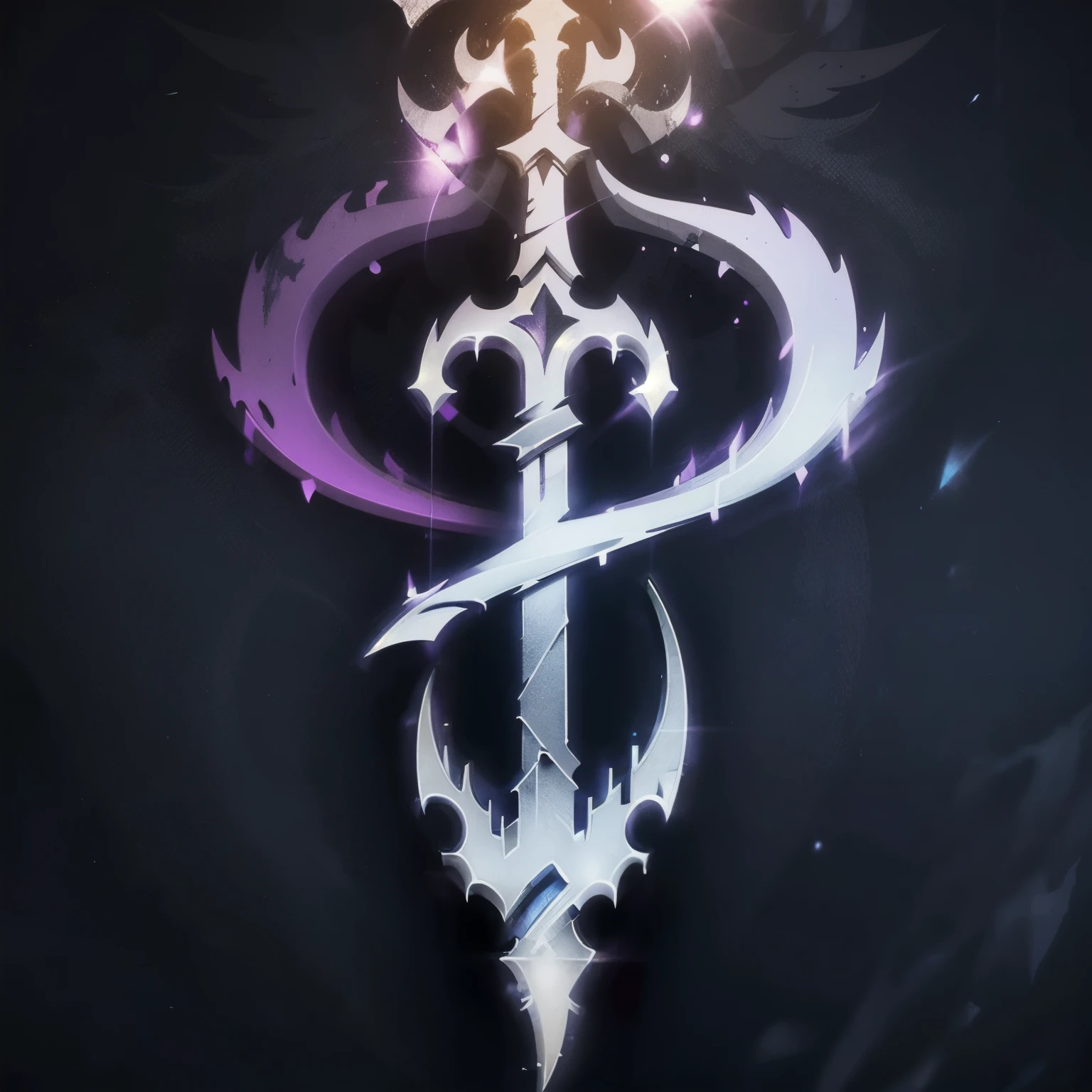 A logo with a very simple little dagger for a death faction in an RPG world, death emblem ,  only black color /dark purple, frantic, calm, chic, symmetrical, elegant,  high quality,  gushing blood, Art work,  Cinematic