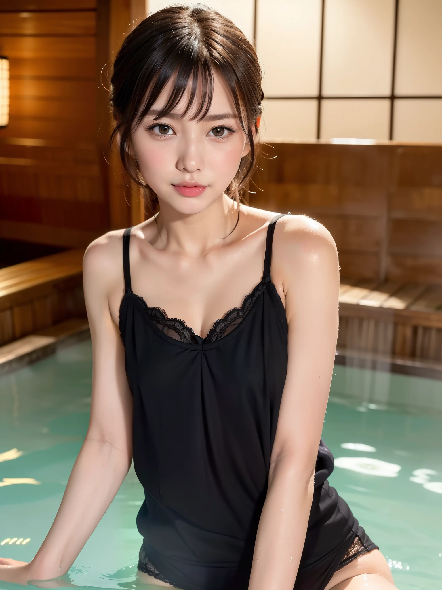 A beautiful girl with a super cute face and big breasts、A cute, tsundere girl with beautiful breasts、The highest standard of ultra-high definition full-body photos、(Small face)、No makeup、Sexy lips、Chignon hairstyle、Her body is super slender but her breasts are super beautiful、A sleeveless camisole dress on a bare body、Large-scale buffet party、Super low rise panties to charm everyone、Dress fashion that brings out the best in beautiful breasts、Extremely beautiful, slim waist、I met an angel with a lovely smile in the middle of a huge crowd.