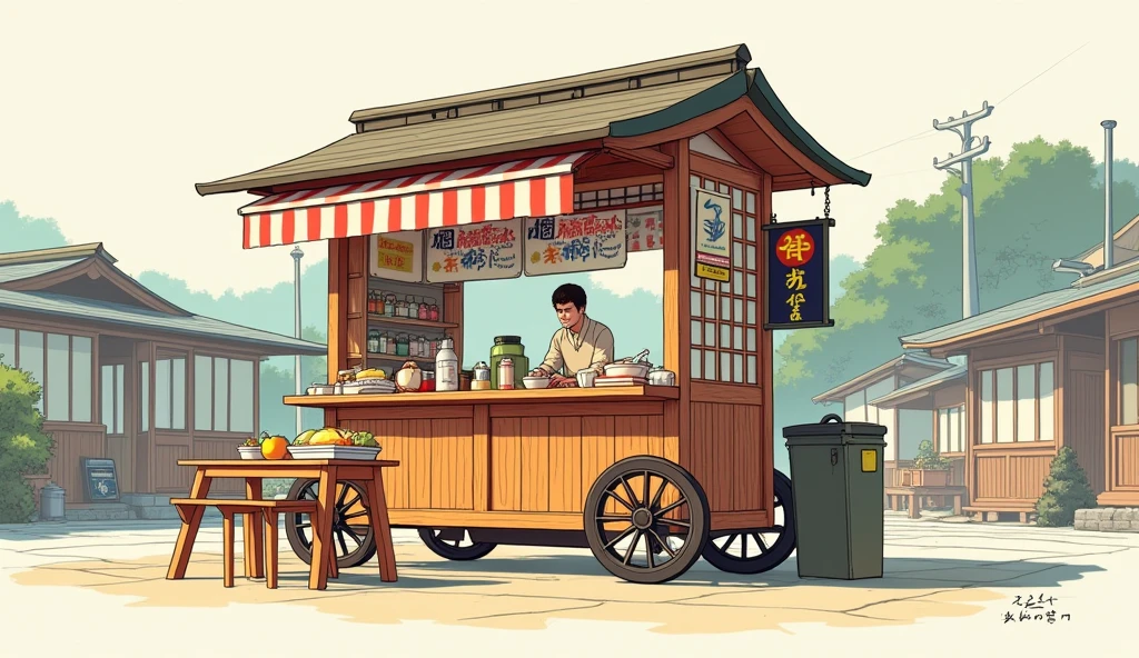 Summer Festivals、Tradition、Uchiwa、food stand 、aquarelle --auto