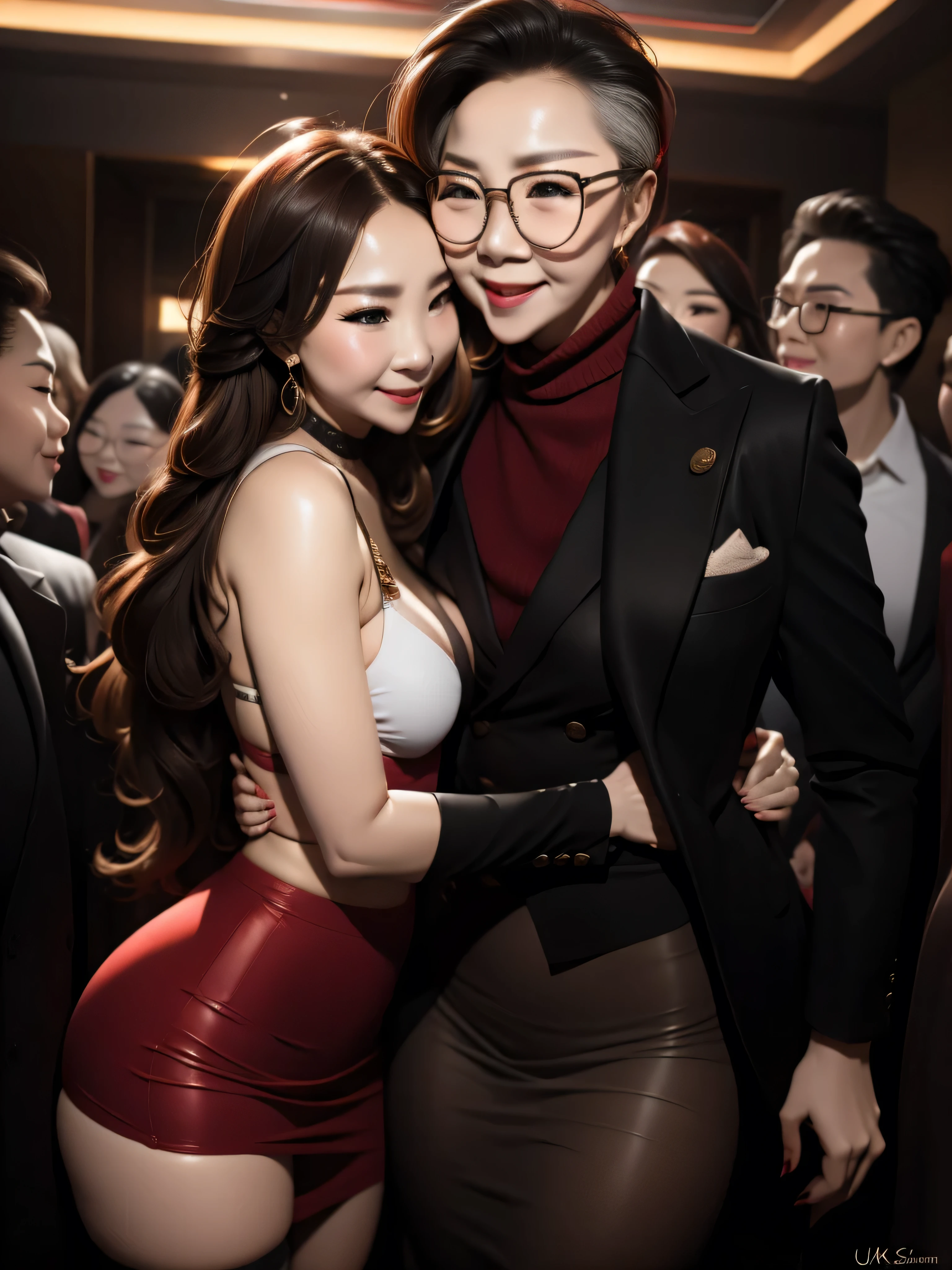 They are two women in a club posing for a picture - SeaArt AI