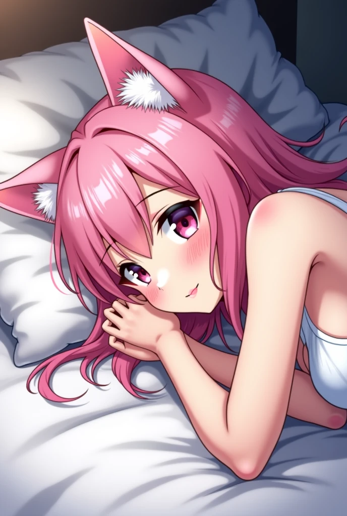 Anime girl with a sword and a red dress sitting on the bed, Shitao's anime drawing, PIKIV, Furry Art, anime style 4k, best anime 4k konachan wallpaper, beautiful anime cat girl, Cool anime 8K, White cat girl, Очень красивая anime cat girl, anime cat girl, Nyaruko-san, seductive anime girl