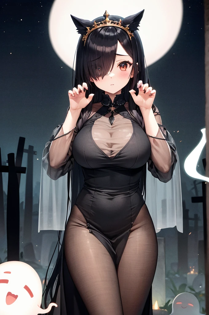 A female plague doctor. She would have totally black hair, her hair is short and messy. Her eyes would also be black and she would be very tall, having the appearance and stature of an adult. Her clothes would cover her entire body except for her face.