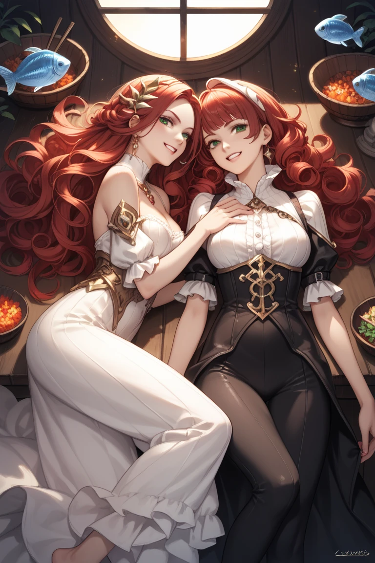 Ginger hair pretty curvy body maid abs