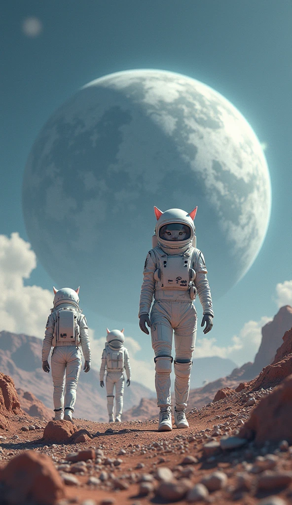 (masterpiece, Highest quality, 8k, Sharp focus, Depth of written boundary, Best Shadow, Perfect lighting, High resolution, Realistic skin texture, ultra-detailed background, detailed), Anime Style, human cats with white and silver space outfit, At the space station, they are advance human cat that live in the space as space colony, Cyberpunk Theme,  Cyberpunk spaceship.