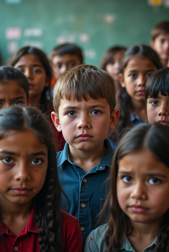 group of 10 children İahuda men  focus on face