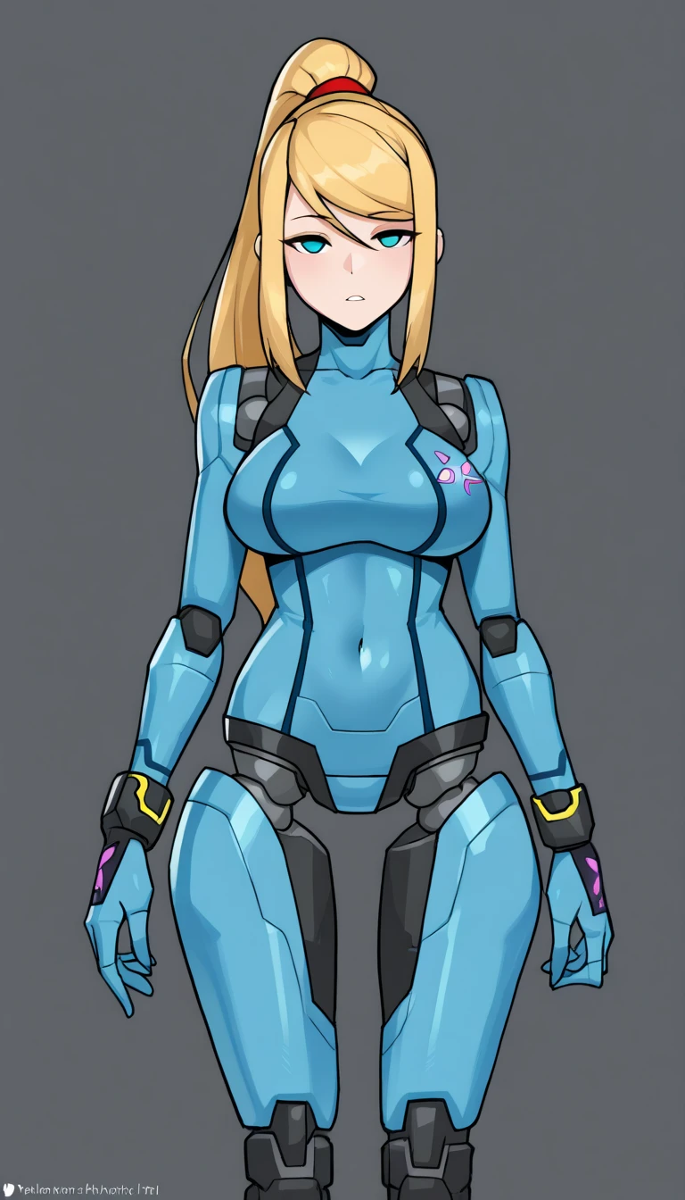 masterpiece, best quality, extremely detailed, (8K, 4K, Best Quality, hight resolution, 超A high resolution:1.1), ,8k portrait, Japaese android Girl,Plump , dark black leg cover,announcer,control panels,android,Droid,Mechanical Hand, Robot arms and legs, Black Robot Parts,yellow ponytail,Mechanical body,Blunt bangs,perfect mechanical abdomen,blue robotics parts,perfect robot woman,future laboratory,cyber pank,charging spot,laboratory,long tube,thick cable connected her neck,blue ceramic body ,perfect mechanical body, blue robot body,lod antenna,mechanical ear cover,android,robot humanoid,black sponge joints,The removable cover is in the groin,The connection port is in the groin,opened chest panel,access panel on the chest,opened breast panel,perfect mechanical breast,perfect black machine body,perfect black android body,She has repaired,assembly plant,no human skin,visor,mistyrobot,samus aran,dress,malfunction,robot joint,doll joint,robotization,partial robotic,empty eyes,dress,android,approaching,extremely slender figure