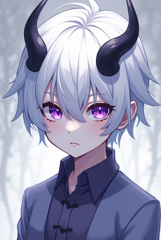 Sexy manhwa white haired red siren eyed bishonen with blue Chinese dragon-like horns