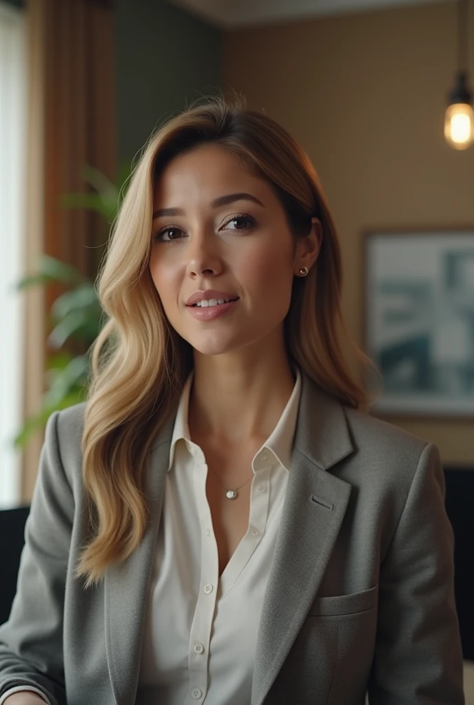 Create a video of a woman explaining something
