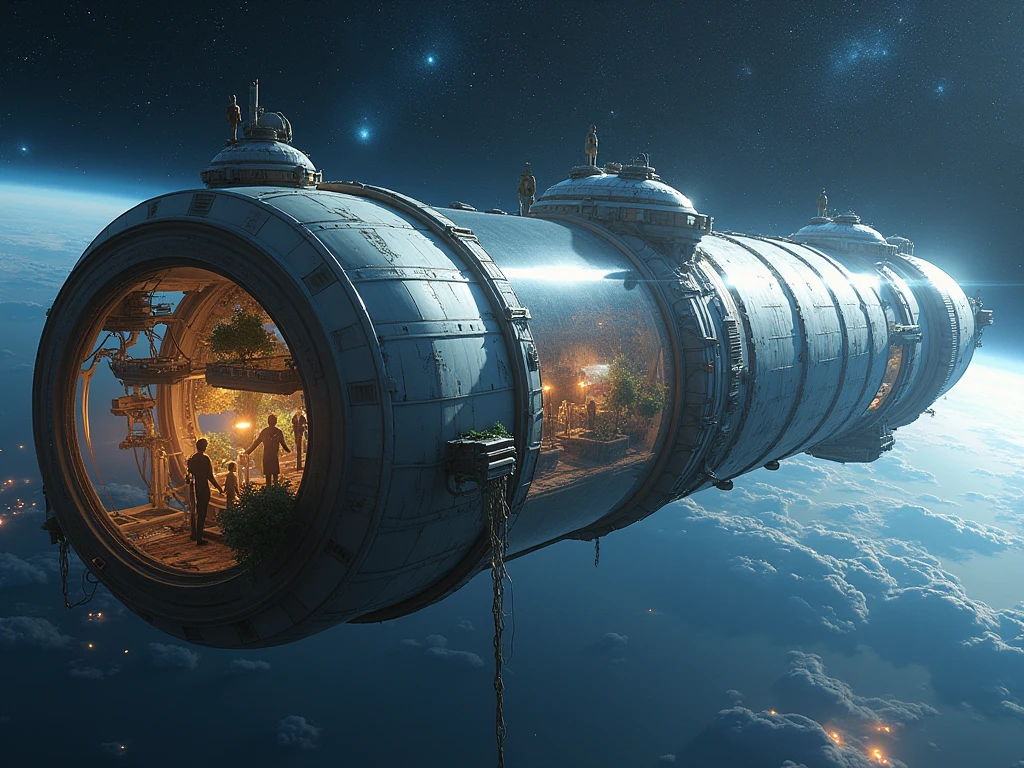 Space Fantasy、(o&#39;neil　A huge cylinder-shaped space colony),