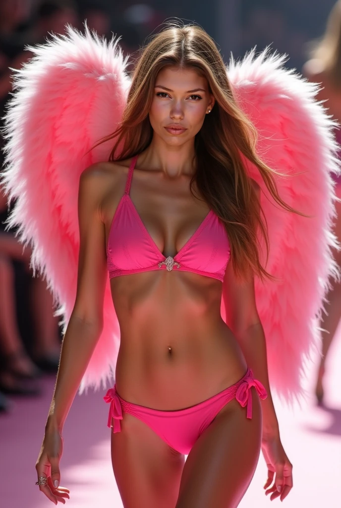 Denise Richards dressed in an angel swimsuit