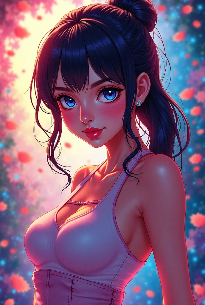 sexy girl, big breasts, cheeky, manga color