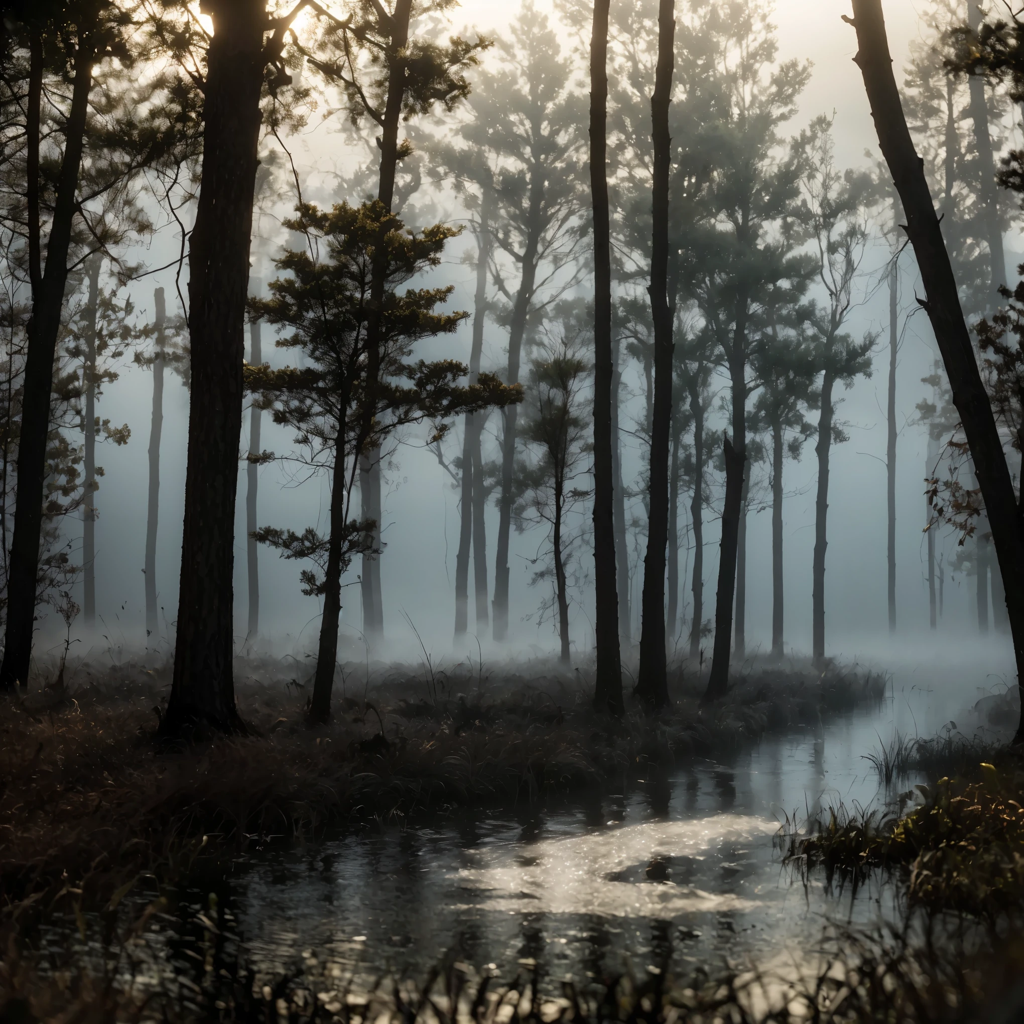 (masterpiece, best quality:1.2, 8k RAW photo, cinematic, high detailed photograph, natural soft lighting, photorealistic, realistic, mystic atmosphere), a full body photograph of a young beautiful female forest ghost with medium breast, ((bare naked, fully nude)), (((coming out of the deep foggy lake, in a natural foggy forest, thick fog))), (heavy rain:1.5), temptating, seducing, hypnotizing viewer to join her in the spirit world, (looking to viewer),(((mystical night scene))), (close shot)