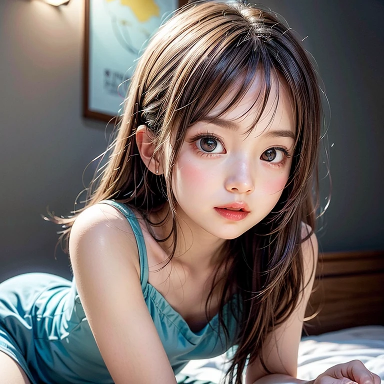 NSFW, 8k, High-level, absurd, masterpiece, best quality, primitive, very detailed CG, very detailed wallpaper, perfect lighting, Extremely detailed (((The personifying " Dwarf " as a Little Girl))), MysticSight, Tyndall effect, Tyndall scattering, Studio gray background with (many Dazzling RainbowColor particles BokeH:1.28), (RoundlyButts, ThighGap), (Exposed:0.4), (Assfocus with looking ahead), BREAK (NOGIZAKA face variations) Extremely Detailed very KAWAII face variations, perfect anatomy, Childish, captivating gaze, elaborate detailed Eyes with (sparkling highlights:1.28), long eyelashes、Glossy RED Lips with beautiful details, Coquettish tongue, Rosy cheeks, Radiant PearlSkin with clear transparency . { (Dynamic LifeLike expressions:1.4) | :d) }, (large eyes:-1) .