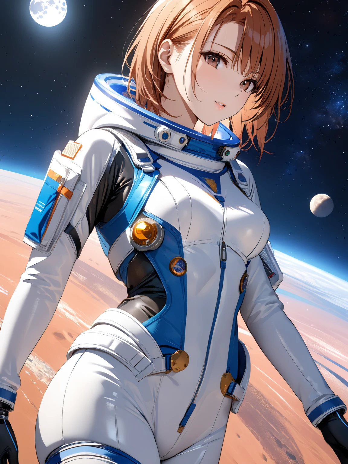 girl in a spacesuit, Portrait Anime Astronaut Girl, By Yoshiyuki Tomino, Space Girl, by Otomo Katsuhiro, Artist: Katsuhiro Otomo, Kshat, Inspired by Chris Moore, Space Molly, inspired Krentz Kuschaert, Krentz Kuschaert, Works that influenced Victor Mosquera