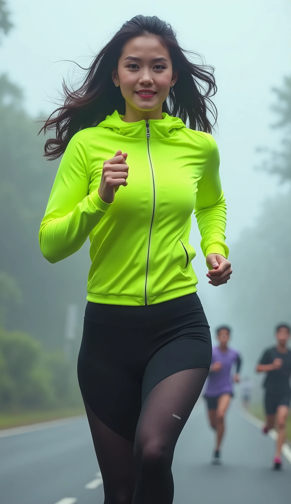 Morning jogging in the park, Running towards us、(Lightweight, Wearing colorful jogging wear:1.4)、One Japanese person,housewife, 40 years old、Symmetrical eyes, Whole Body Ezbian、(Realistic facial wrinkles:1.2), Brown eyes, (hair slicked back, ponytail:1.2), Brown Hair、 (at the park、Jogging)、(Lightweight, colorful jogging wear:1.4)、(Clothing clinging to sweat-drenched skin:1.4)、Sweaty face、Dripping Sweat、Wet Hair、Sweat-stained clothing、(Seamlessly perfect limbs)、(Beautiful big breasts、Narrow waist), uhd, masterpiece, super detail, best quality, 16K