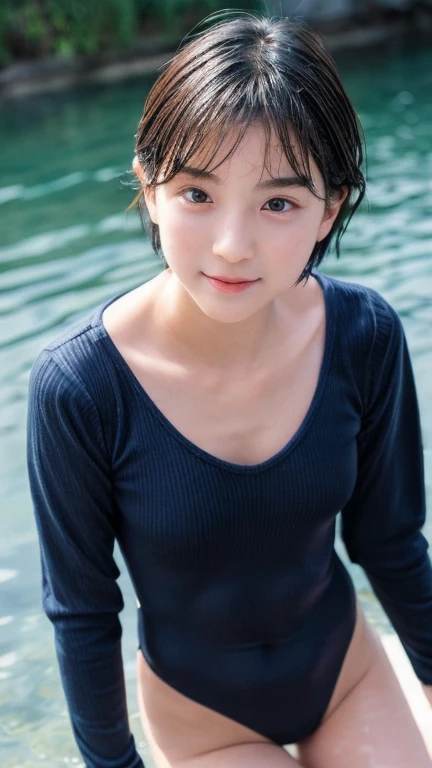 (((8k、Highest quality、masterpiece、Ultra-high resolution)))、(Realistic:1.4)、RAW Photos、(Realistic skin texture:1.3)、(Film Grain:1.3)、((One Girl、Beautiful and detailed eyes, Face and skin texture、barefoot))、Cute Japanese Woman、Beach、A strong wind is blowing、Her hair and skirt are flying、(((On all fours, Crawl)))、Pleated skirt、((No underwear:1.35))、splash、Sandy Beach、Light of the sun、clear blue sea、The waves crash quietly、Blue sky and white clouds、Beautiful Nature、(((Front opening:1.63)))、((No underwear、Raise one leg))、
