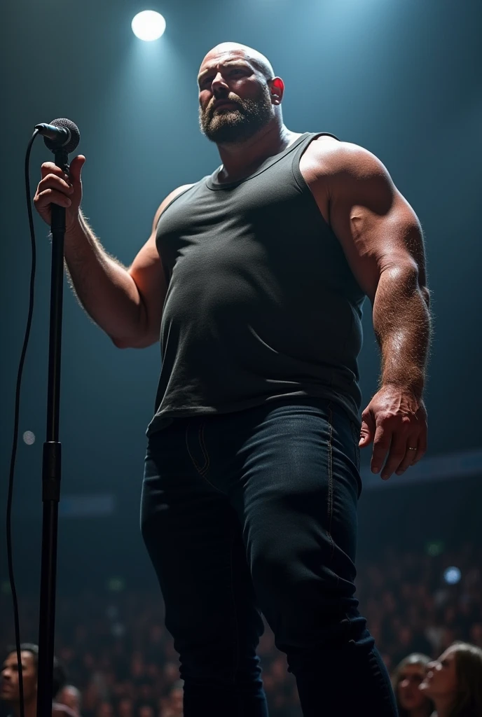 Three middle-aged men dance on a huge stage,Asian people,Strong body,bellyfat,40-year-old middle-aged man,uncle, China,male people,he is about 40 years old,Rough and handsome looks,musculature,Oversized muscles,Oversized pectoral muscles,Big waist round,detailedbackground,underwear,Black socks, vred, scowling, Best quality, Masterpiece,(Tattooed with:1.5),(musculous:1.5),(Obese:1.5),(Gray hair:1.5 ),(Gray body hair:1.5),(Skin Wrinkles:1.5),(gloss on the skin:0.5)