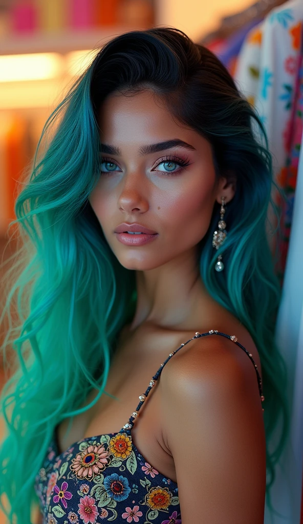 English woman,20 year, very white light skin,sparkling green eyes,long dark purple hair do it on the balcony,macacaoverde sexy,windy hair and clothes,seeing the city of Bahia ,full focus,detailed,cinema image,品質,full body images,detailed,Photography
