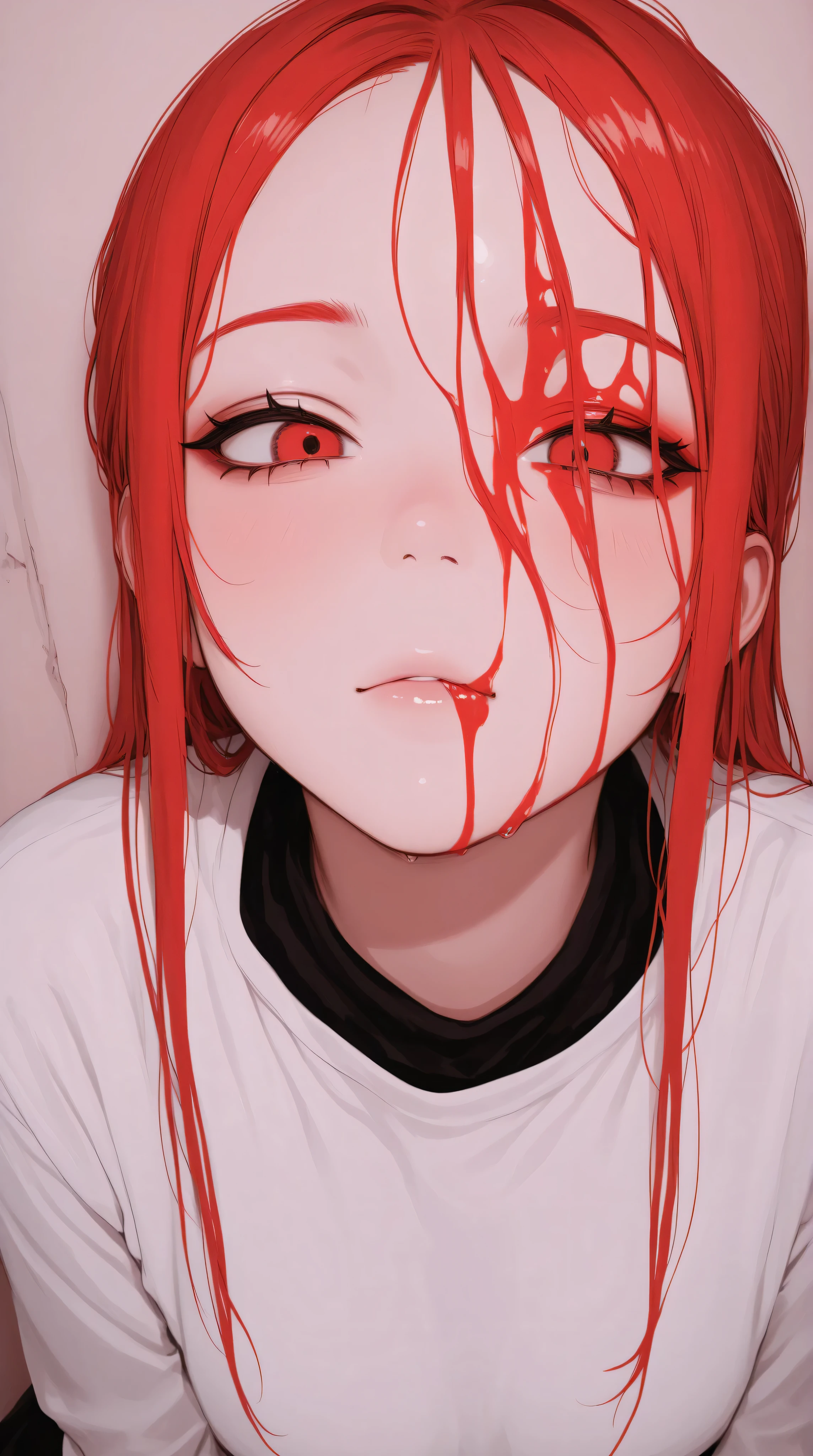 Kizi,Highly detailed, Amazing work,Vitreous luster,((clean backdrop)),In black,(((red colors))),white color,Best quality at best,clean backdrop。goth,