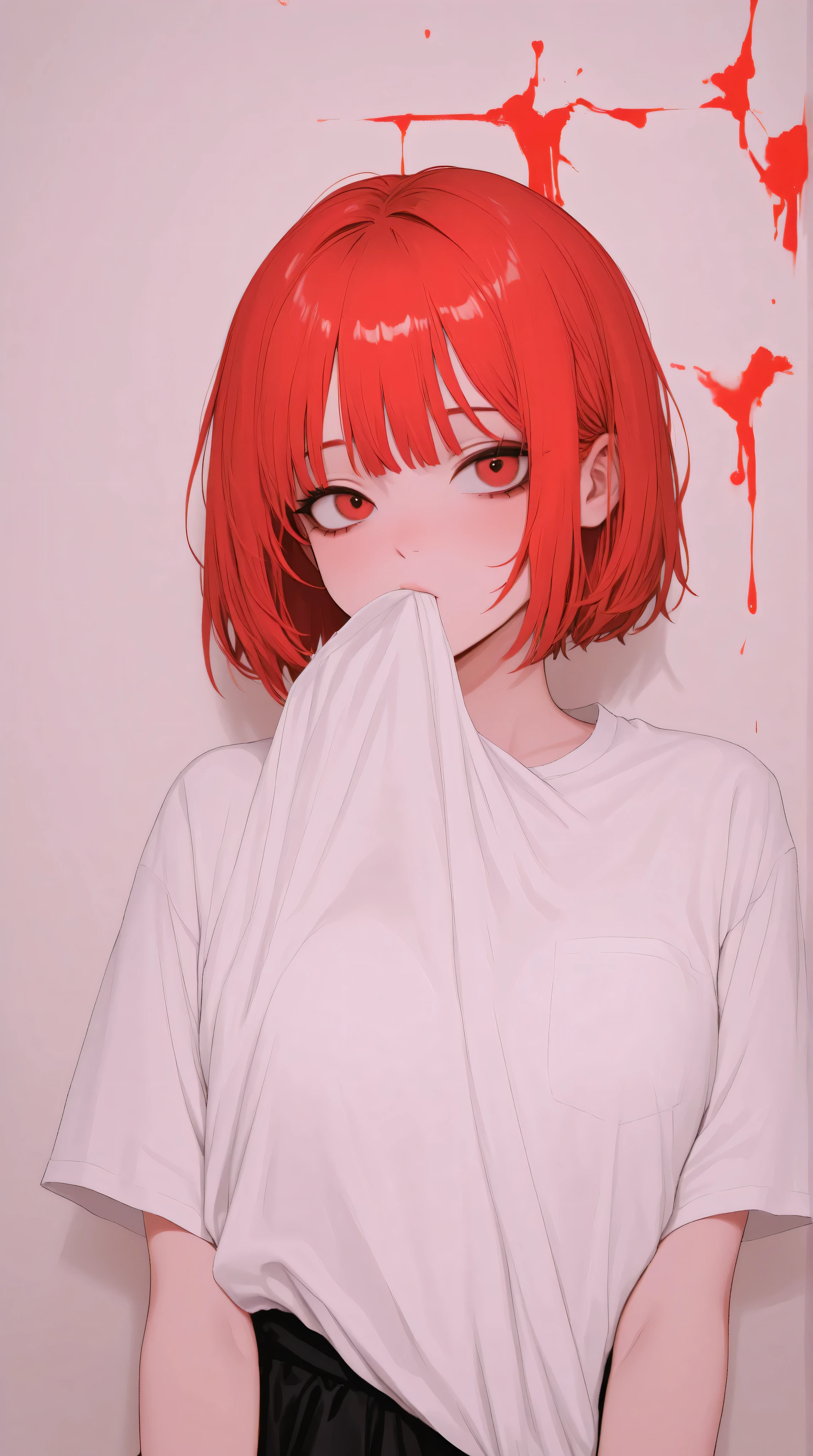 Kizi,Highly detailed, Amazing work,Vitreous luster,((clean backdrop)),In black,(((red colors))),white color,Best quality at best,clean backdrop。goth,