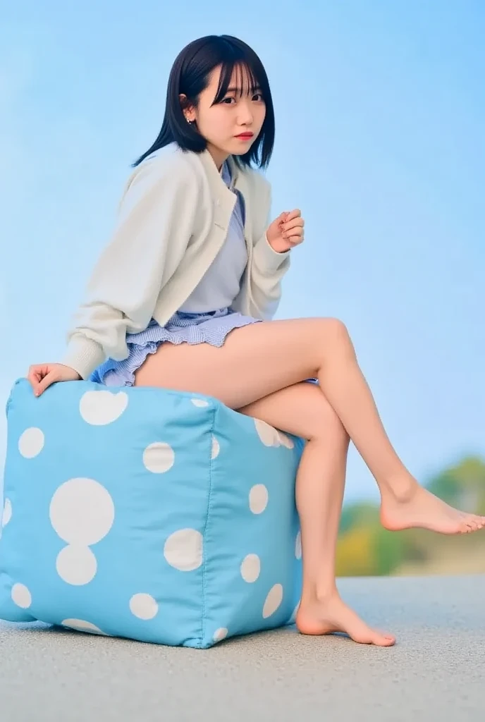 on the table, best quality, illustration, Super detailed, fine details, high resolution, 8k wallpaper, Perfect dynamic composition, Beautiful and delicate eyes, ,medium hair, big breasts, natural color lips, Casual and sexy pose,Smile、20 year old girl、 After-school classroom、 High school jig set、mini skirt、loose socks、