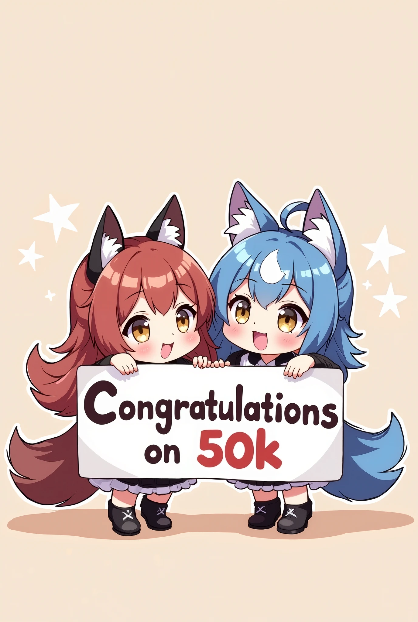  (Inserting characters,  sentence” 50k congratulations”, “NikuU” ,  accurate and cute characters),