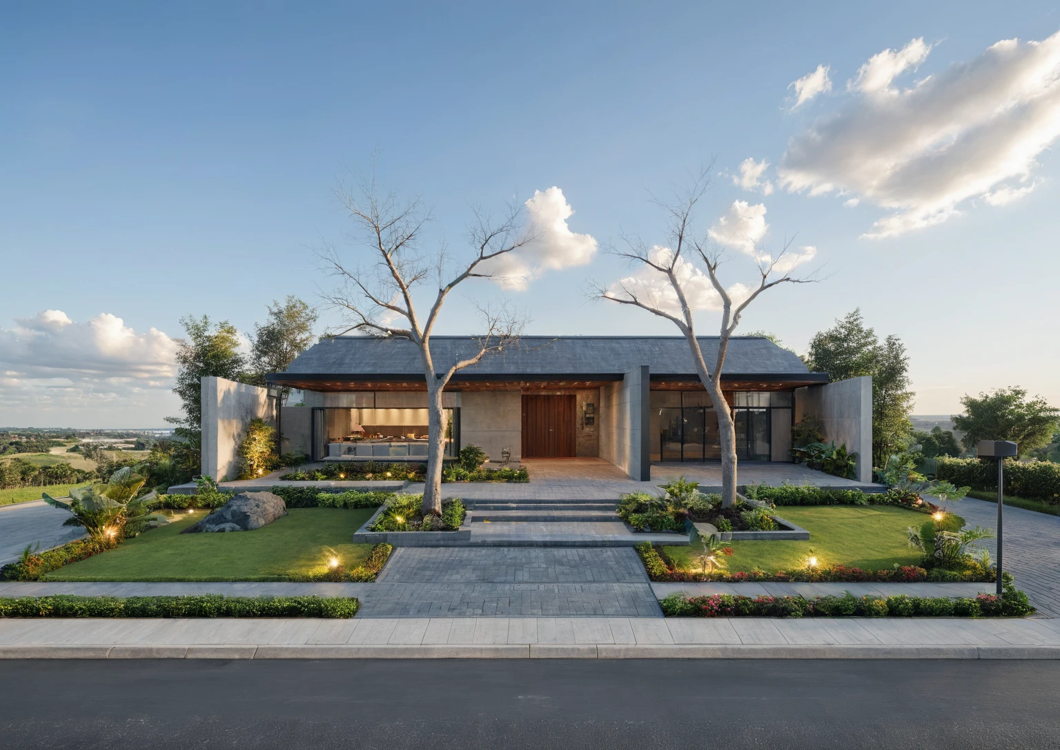 Architectural style Architectural style,  ((Classic Style House)),(masterpiece) , ((best quality)), dramatic lighting, high quality outdoors, sky, day, cloud, tree, blue sky, building, scenery, road, real world location,  sunlight, enough detail, high resolution,super realistic, Photorealistic, highly detailed, balcony, plants, door, car, truck, parking slot, paving, . Clean lines, architectural drawing, highly detailed  , . Clean lines, geometric shapes, minimalist, modern, architectural drawing, highly detailed