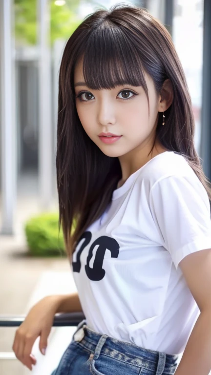 (Highest quality:1.4), (Very detailed), (Very detailed美しい顔), (dance:1.8), (Beautiful face and eyes:1.5), 17 years old, Evenly balanced eyes, (Hip Hop Dance Practice:1.3), Beautiful face and eyes, iris, The Beauty of Japan, (Skinny body type:1.3), (Flat Chest:1.3), T-shirts, Smooth, Very detailed CG synthesis 8k wallpaper, High-resolution RAW color photos, Professional photography, Light, BackLight, dream-like, impressive, Written boundary depth, (Spray graffiti on the wall:1.4), (Face close-up:1.3), (Shooting from below:1.3)