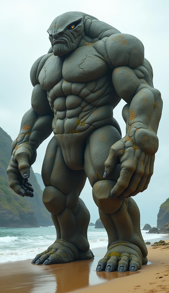 monster, 2 meters, a tree, human face, Yellow eyes, Hands Branches, Column legs, curly hair with leaves, Top Quality, tmasterpiece, Repulsive appearance, Resemblance to oak, on two legs, Close to the viewer, In the town square, Medieval town in the background