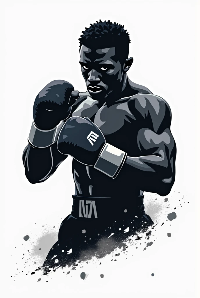 Boxer fighter illustration black and white vector