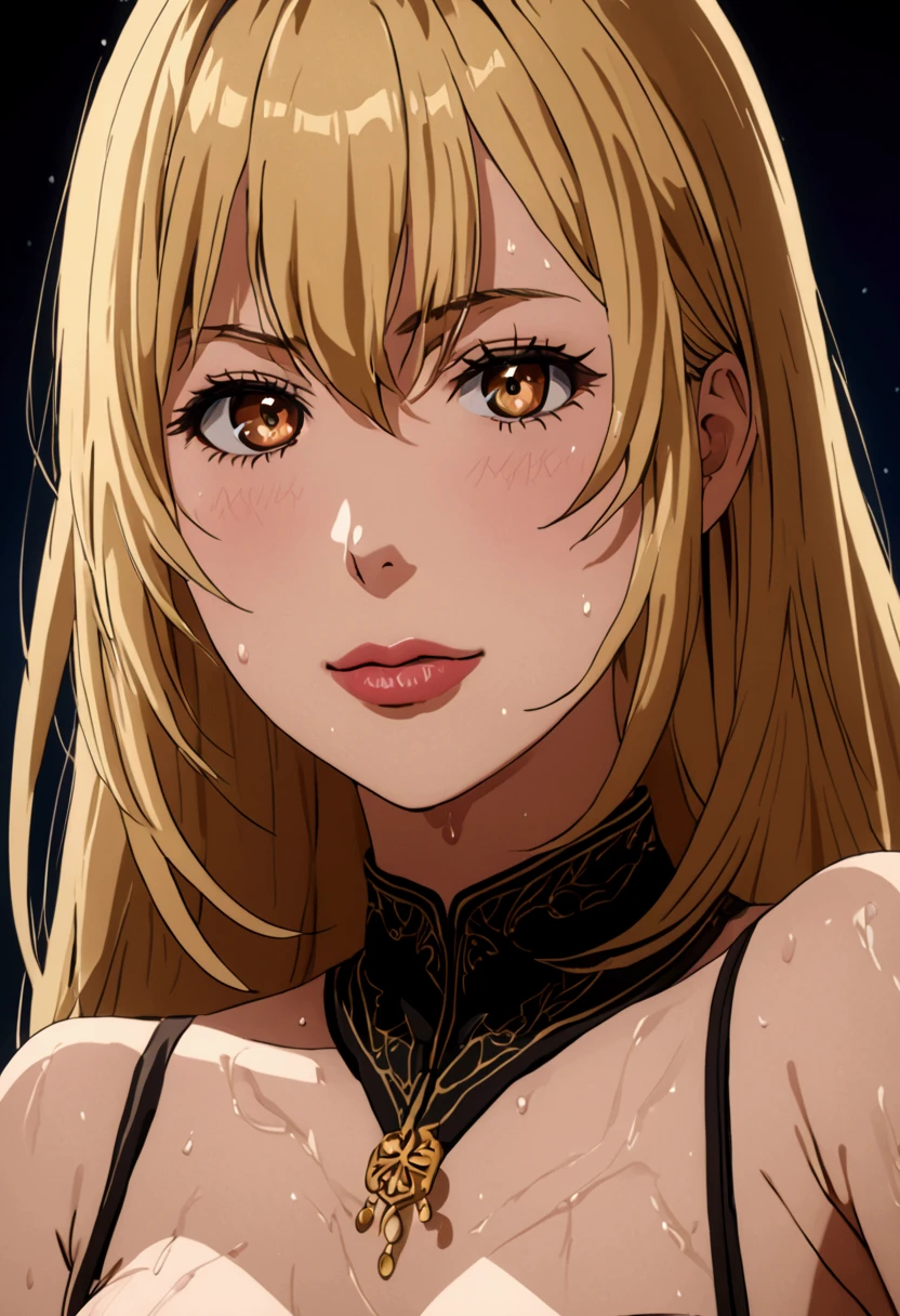 Misaki Shokuhou, Night view, Beauty, Beautiful eyes, blush, uhd, retina, masterpiece, ccurate, anatomically correct, textured skin, super detail, high details, high quality, best quality, highres, knee high boots, gloss lips, lipstick, 4K, eyeshadow, eyeliner, blush, long hair, blonde hair, lipstick, long gair, long eyelashes, pigtails, evil grin, sweaty armpits, musk, holding cash