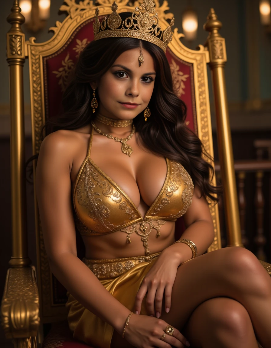beautiful girl that looks like arianny celeste, smile, dressed like a persian princess in a persian palace