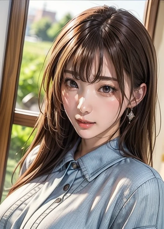 (( top quality)), (超 high definition), ( very detailed), (Detailed explanation), (( best CG )), (masterpiece), Super Fine Art, ( top quality、8k、32K)、( beautifully detailed eyes:1.6)、( high definition)、 Very Beautiful Face and Eyes、 1 Woman 、((:1.3))、 Thin Waist、Delicate body、( Attention to Details )、(8k、Oil paints:1.2)、( realistic:1.37)、  bright color、  depth of field 、 concentrate、 is tall,  slender and hourglass-like figure 、 slim、(( casual fashion :1.6)), Plump lips,   seductive poses 、