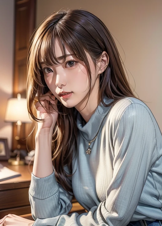 (( top quality)), (超 high definition), ( very detailed), (Detailed explanation), (( best CG )), (masterpiece), Super Fine Art, ( top quality、8k、32K)、( beautifully detailed eyes:1.6)、( high definition)、 Very Beautiful Face and Eyes、 1 Woman 、((:1.3))、 Thin Waist、Delicate body、( Attention to Details )、(8k、Oil paints:1.2)、( realistic:1.37)、  bright color、  depth of field 、 concentrate、 is tall,  slender and hourglass-like figure 、 slim、(( casual fashion :1.6)), Plump lips,  ( seductive poses)、