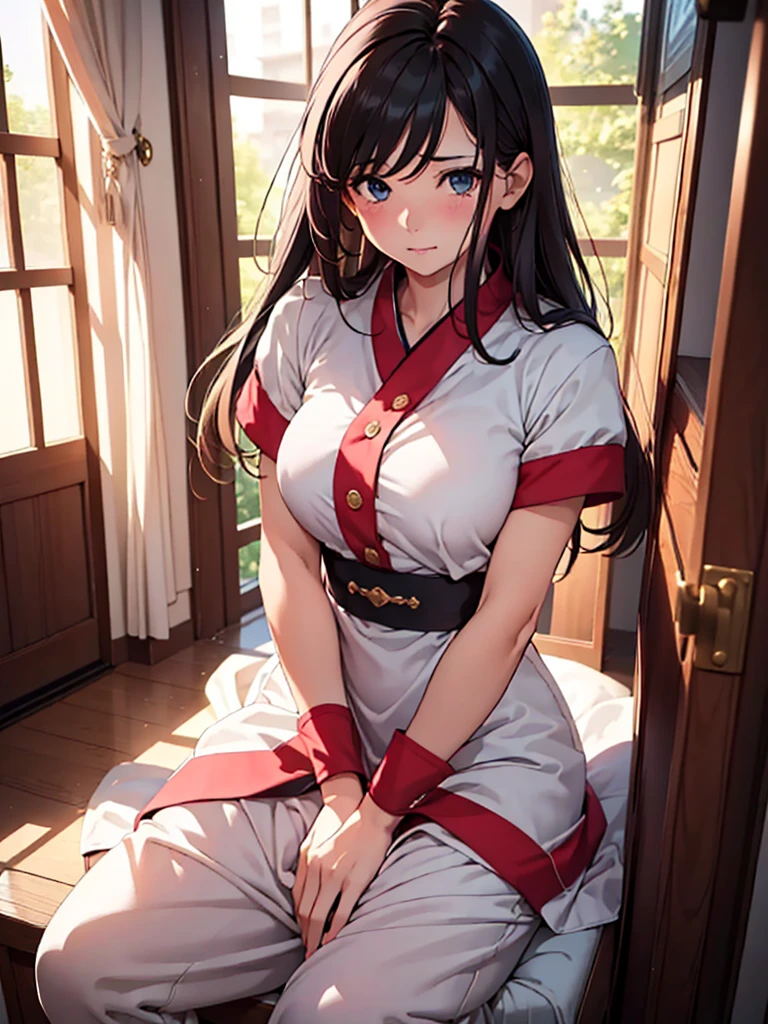 (Masterpiece, best quality, high res、highly detailed cg: 1)、(((Slave Clothing))) 、(Iron collars, shackles)、Fear, fright, begging for life、Narrow eyes、lipstick、nsfw、pov、Underground passage