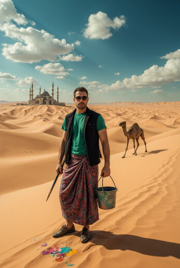 A full-body view of a man positioned at the edge of the frame in the ...