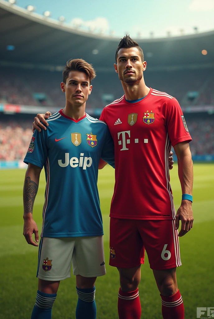 Messi and ronaldo realistic image of their jersey