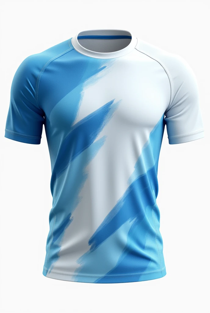 White football team jersey, illustration of football in brush paint in blue colour