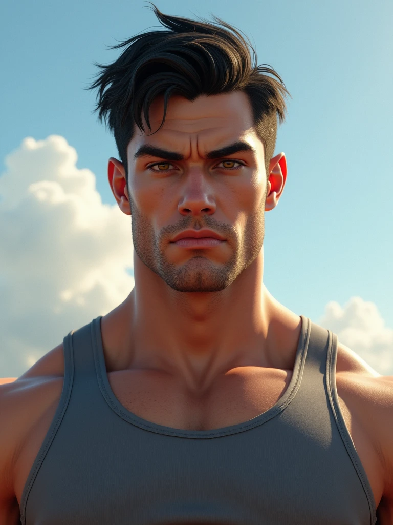 A beautiful muscler man ,bleu eyes,3d animation ,inspierd ,8k