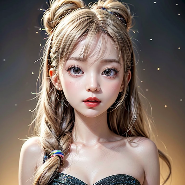 NSFW, 8k, High-level, absurd, masterpiece, best quality, primitive, very detailed CG, very detailed wallpaper, perfect lighting, Extremely detailed (((The personifying " Brigitte Bardot " as a ))), MysticSight, Tyndall effect, Tyndall scattering, Studio gray background with (many Dazzling RainbowColor particles BokeH:1.28), (RoundlyButts, ThighGap), (Exposed:0.4), (Assfocus with looking ahead), BREAK (NOGIZAKA face variations) Extremely Detailed very KAWAII face variations, perfect anatomy, Childish, captivating gaze, elaborate detailed Eyes with (sparkling highlights:1.28), long eyelashes、Glossy RED Lips with beautiful details, Coquettish tongue, Rosy cheeks, Radiant PearlSkin with clear transparency . { (Dynamic LifeLike expressions:1.4) | :d) }, (large eyes:-1) .