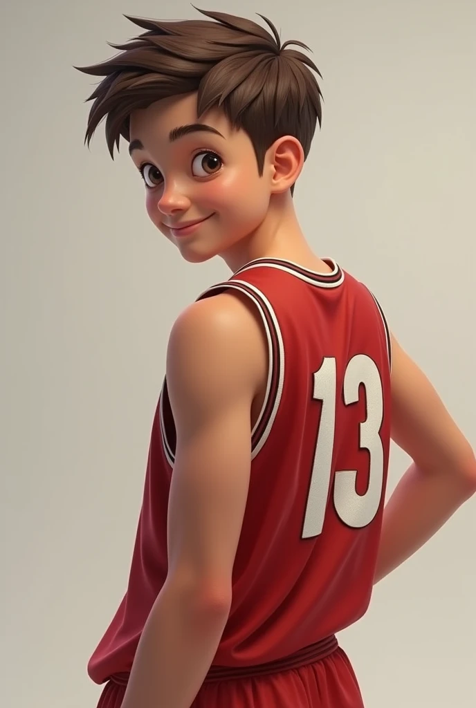 Tall boy, pale skin, black fur, many dark circles, He likes basketball, has freckles and moles, He has a good smile with teeth and brown eyes